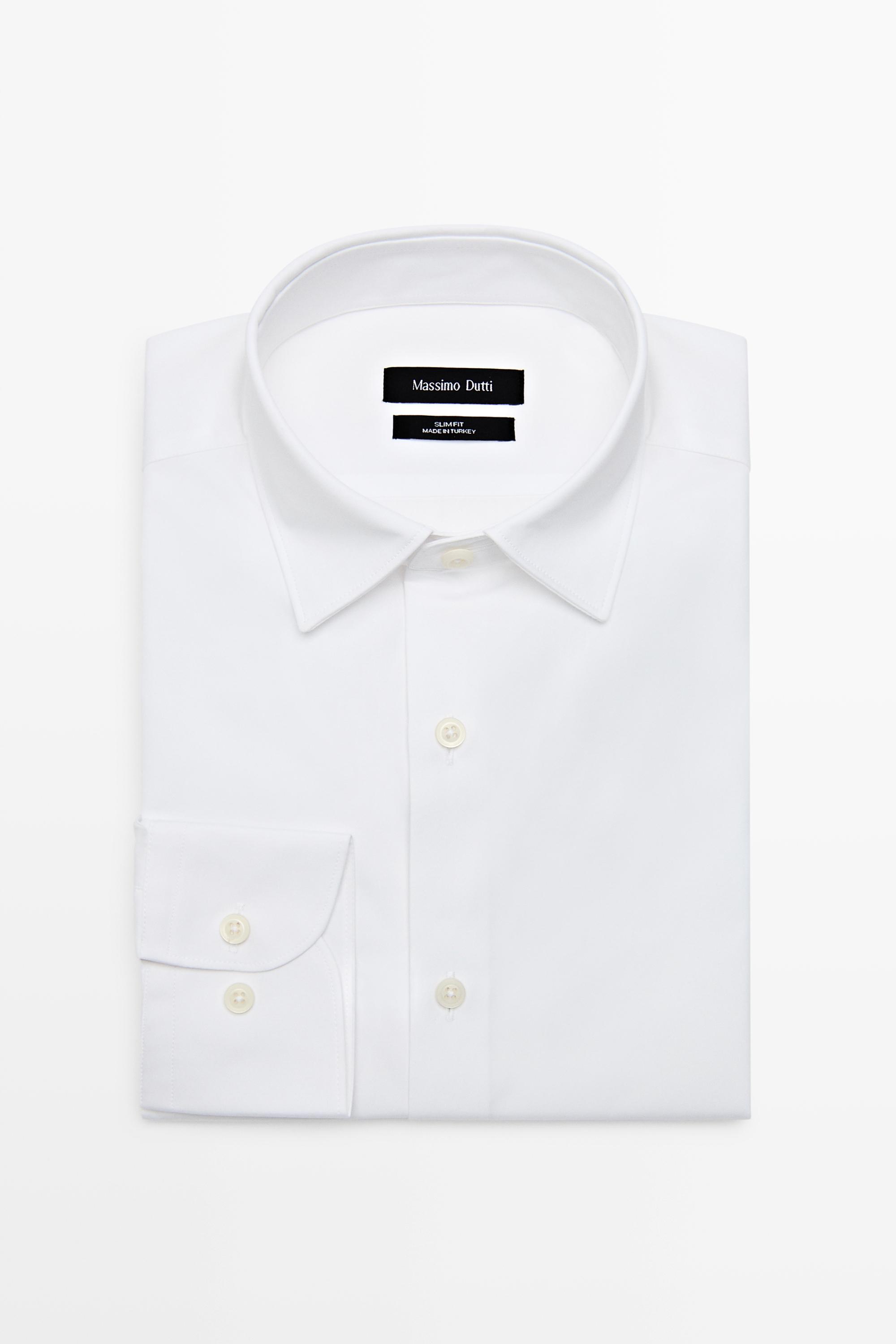 Chemise slim en popeline 100 % coton